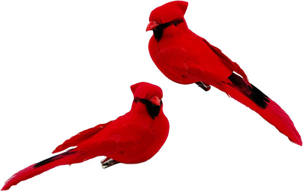 2pcs Red Bird Decor Artificial Red Cardinal Birds Christmas Cardinal Birds Red Bird Ornaments for Christmas Tree Artificial Birds Clip Birds for Yard Patio Wreath Designs