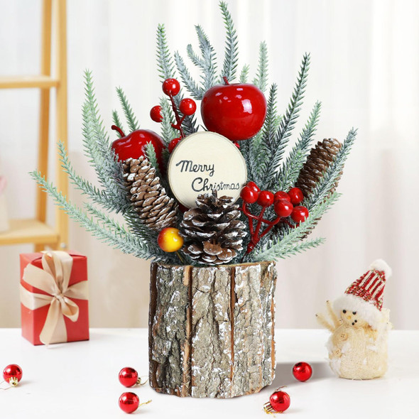 Mini Tabletop Christmas Tree Small Artificial Christmas Tree for Desk Xmas Trees with Pine Cones Red Christmas Ornaments Christmas Table Centerpieces for Holiday Party Home Office Decorations
