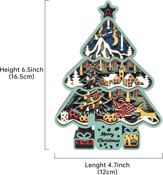 FNYDOX LED Christmas Decorations, Wooden Christmas Tree Statue for Presents, Christmas Tree Figurine for s, Modern Christmas Tree Sculpture Decor Wall Art, Original Craft Christmas Tree Ornament