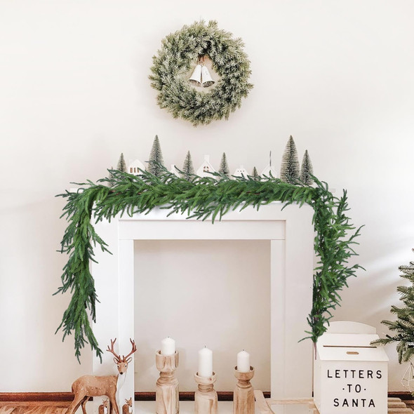 Christmas Norfolk Pine Garland - 6ft Artificial Pine Greenery Garlands, Norfolk Pine Leaves Real Touch Garland for Christmas Holiday Mantle Fireplace Table Home Decor (6 feet)