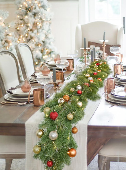 Lighted Pine Christmas Garland, 6ft Christmas Greenery Garland with 50 Led Lights, Realistic Spruce Garland Cypress Garland for Table Centerpiece Home Holiday Mantel Fireplace Decor