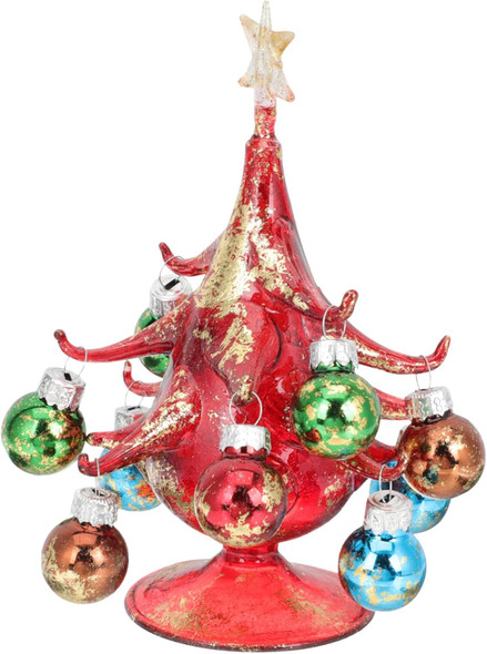 Glass Christmas Tree Miniture Decoration Christmas Decor Artificial Christmas Tree Christmas Table Centerpiece Glass Christmas Trees for Table Mini Sisal Glass Bell Christmas Tree