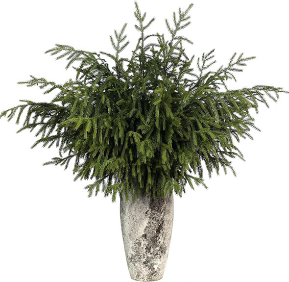 FOTEEWL Real Touch Norfolk Pine Branch - 36" Artificial Christmas Green Plants Branches Faux Greenery Stem Fake Pine Picks for DIY Crafts Garland Wreath Xmas Indoor Outdoor Home Decor (4 Pcs)