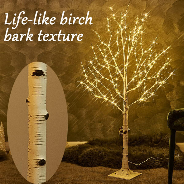 Fudios Lighted Birch Tree 4ft 200 LED Fairy Lights Christmas Twig Trees with Lights for Outdoor Inside Decoration
