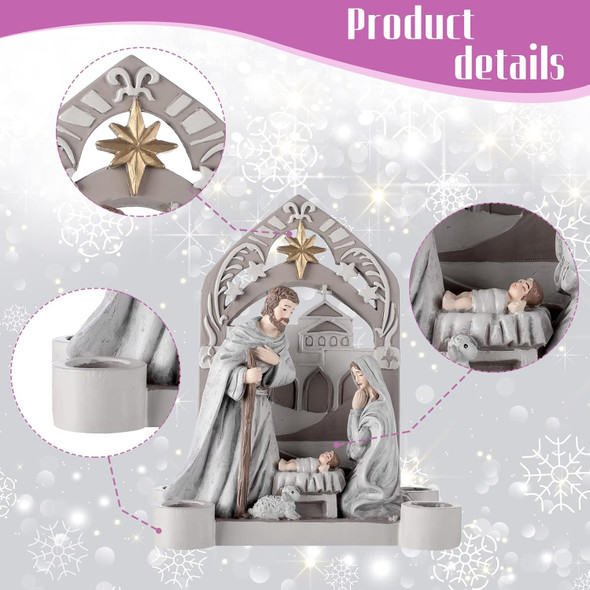 Nativity Advent Decorations Advent Candle Holder Nativity Advent Candlestick Holy Family Candle Holder Nativity Scene with Arch Candle Holder Religious Decors for Christmas Supplies (Solid Color)
