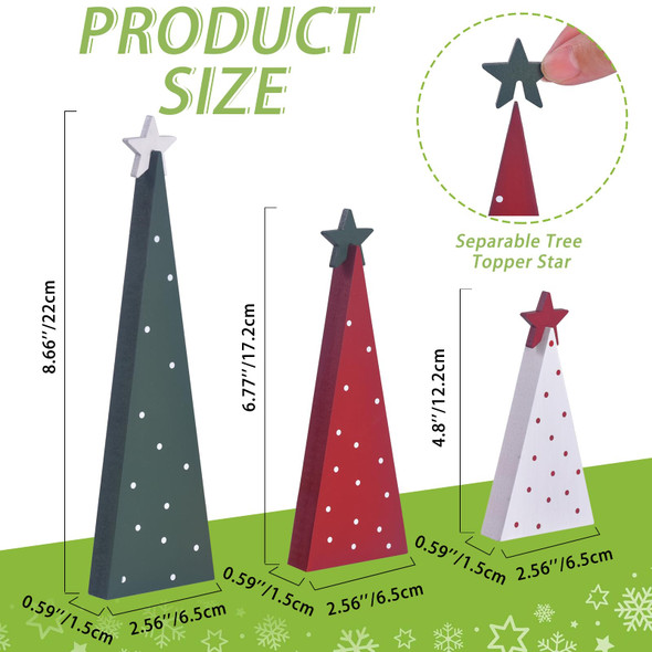3 Pcs Wooden Christmas Trees Tabletop Decorations, Rustic Xmas Tree Table Signs Double-Sided Tiered Tray Centerpieces Farmhouse Wood Sign Decor for Home Office Fireplace Farmhouse (color 1)