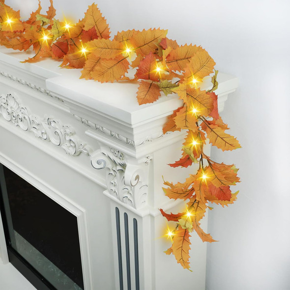 Fall Decor, 6FT Fall Garland with Lights, Artificial Fall Decorations for Home Thanksgiving Decorations Festivals Indoor and Outdoor Decorations-1Pcs