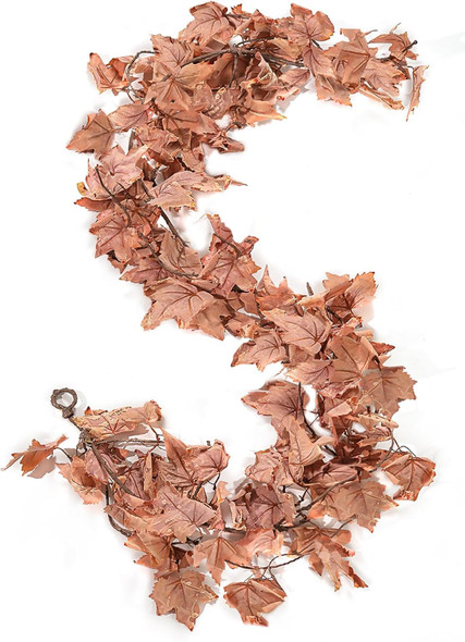 Pink Fall Garland, Fall Garland Maple Leaf, 6FT/PCS for Thanksgiving Christmas Home Outdoor Wedding Decoration (1Pcs) -C