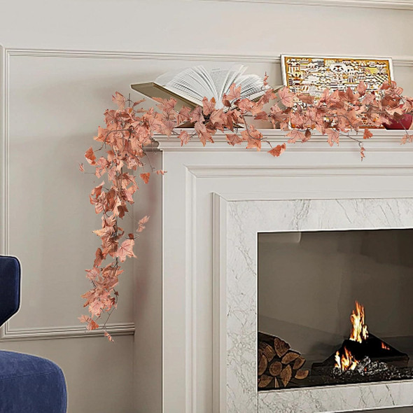 Pink Fall Garland, Fall Garland Maple Leaf, 6FT/PCS for Thanksgiving Christmas Home Outdoor Wedding Decoration (1Pcs) -C