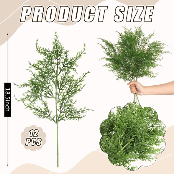 Giegxin 12 Pcs Christmas Norfolk Pine Branches Real Touch Artificial Cedar Stems 18.5 inch Faux Pine Branches Fake Pine Pick Christmas Greenery Stems Decoration for Xmas DIY Garland Wreath Home Decor