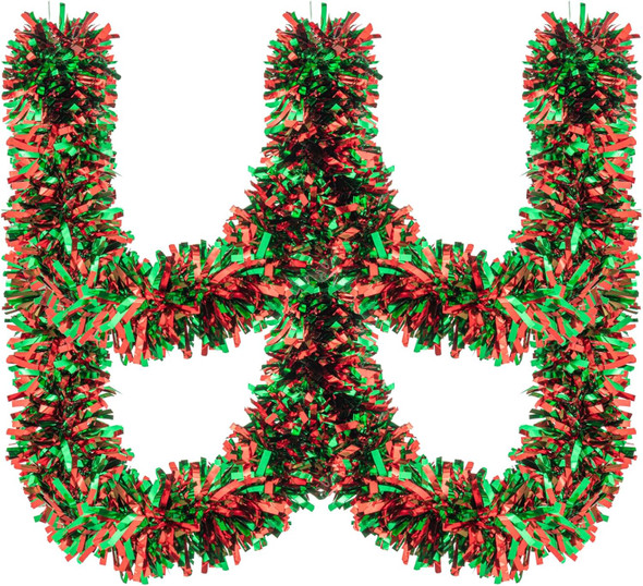33FT Christmas Tinsel Garland Red Green Metallic Tinsel Twist Garland Hanging Foil Garland for Xmas Tree Decoration Wedding Party Supplies (Red Green)