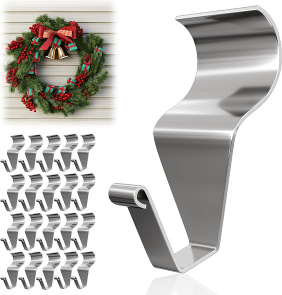 Goabroa No Hole Siding Hooks for Hanging Outdoor, 20 Pack Heavy-Duty Stainless Steel Vinyl Siding Hangers, Siding Hooks for Hanging Christmas Light＆Wreaths