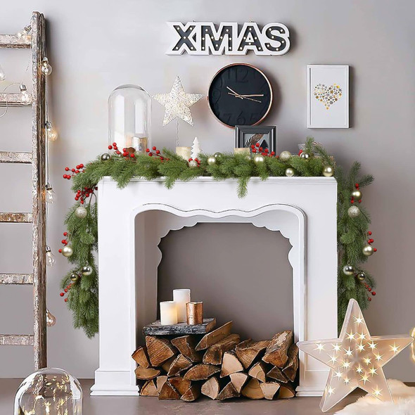 6Ft Christmas Pine Garland, Christmas Greenery Garland Realistic Spruce Garland Artificial Pine Leaves for Holiday Mantel Fireplace Table Centerpiece Decor