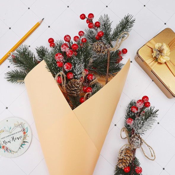 GREENWISH 10Pcs Christmas Pine Cone Picks Decorations, Christmas Red Berry Stems Wreath Picks Holly Spray for Winter Decoration Holiday Crafts, Xmas Decorations