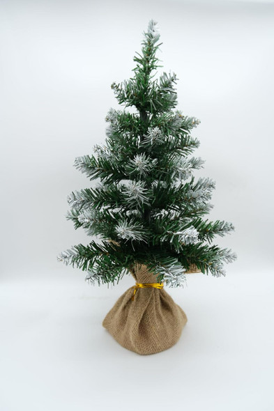 Tabletop Desktop Mini Christmas Artificial Pine Tree Miniature Flocked Snow Decoration PVC, 1.5ft/45cm