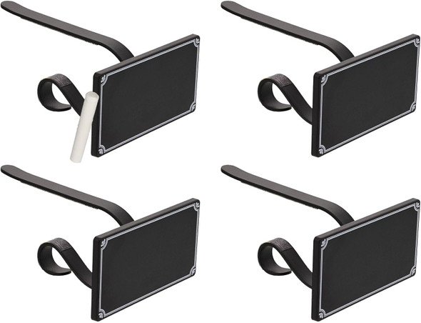 Haute Decor The Original MantleClip® Stocking Holder with Chalkboard Icons 4-Pack (Black) - Personalize Your Christmas Stocking Hangers with Names