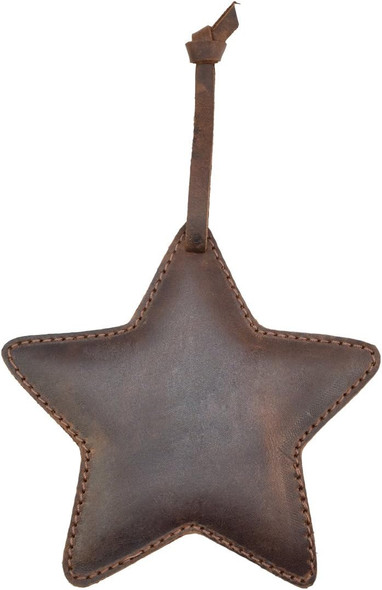 Hide & Drink Rustic Leather Star Christmas Tree Ornament Tree Decoration, Handmade :: Bourbon Brown