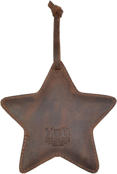 Hide & Drink Rustic Leather Star Christmas Tree Ornament Tree Decoration, Handmade :: Bourbon Brown