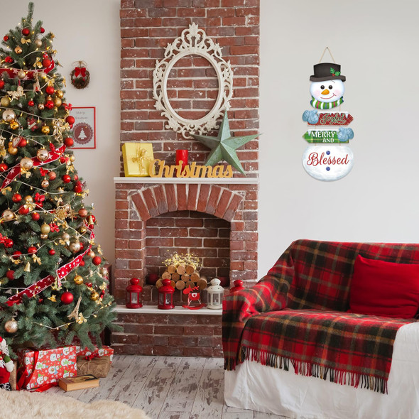 HLNIUC Snowman Christmas Decorations Indoor, Merry Christmas Sign, Xmas Signs For Home Decor, Winter Wall Decor Art, Snow Porch Sign, House Warming s Home, Holiday Signs Outdoor