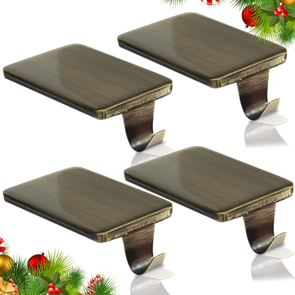 HMASYO Christmas Stocking Holders for Mantle Set of 4, Heavy Duty Metal Stocking Hangers Base, Multi-Use Stocking Hooks for Fireplace Mantel Tables Christmas Home Xmas Party Decoration
