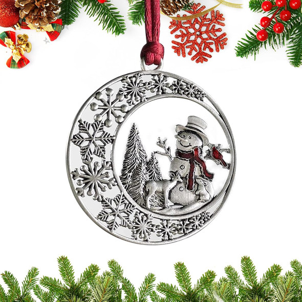 Christmas Ornaments, Solid Pewter Christmas Tree Ornament Handcrafted Metal DIY Hanging Craft Collectibles for Christmas Trees Home Party Party s (Snowman)