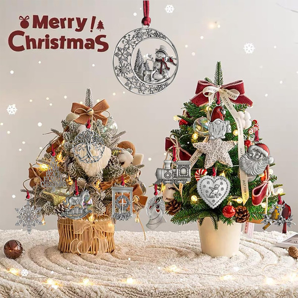 Christmas Ornaments, Solid Pewter Christmas Tree Ornament Handcrafted Metal DIY Hanging Craft Collectibles for Christmas Trees Home Party Party s (Snowman)
