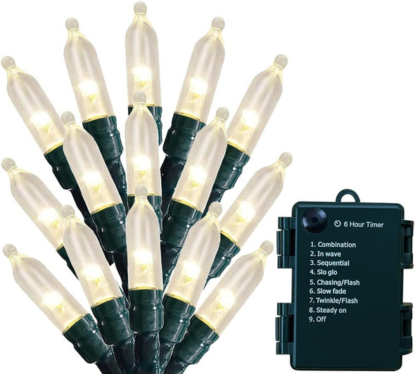 Christmas Lights - Battery Operated String Lights 50 Count Clear LED Mini Lights 8 Modes Mini Light Set with Timer for Xmas Tree Wreath Party Indoor Outdoor Decor, Waterproof, Warm White
