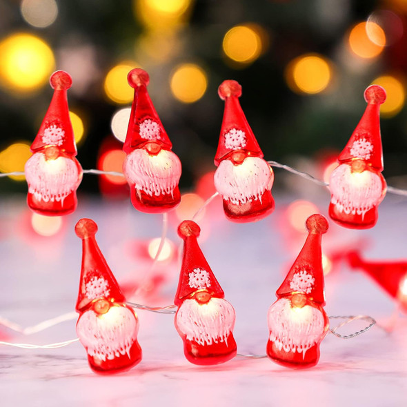 Christmas String Lights 10ft 30 LEDs Red Gnome Lights Battery Powered & USB Plug in with Remote Christmas Garlands Ornaments Twinkle Lights for Home House Party Decoration