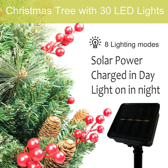 Solar Christmas Tree 30 inch Prelit 2 Set Pathway Porch Christmas Trees Pre-Light LED Battery Operated Outdoor Xmas Decor for Entrance Driveway, Yard, Garden