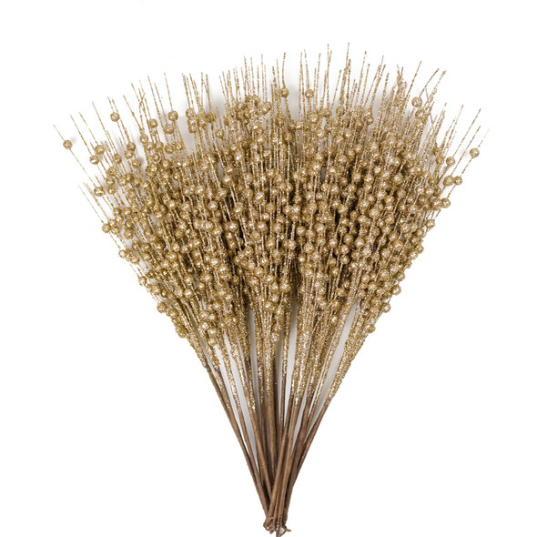 20 Pack Artificial Christmas Glitter Berries Picks for Trees, 16.5 inch Christmas Stems Sticks Decorations for Tree Garland Wreath Fireplace Holiday Home Decor