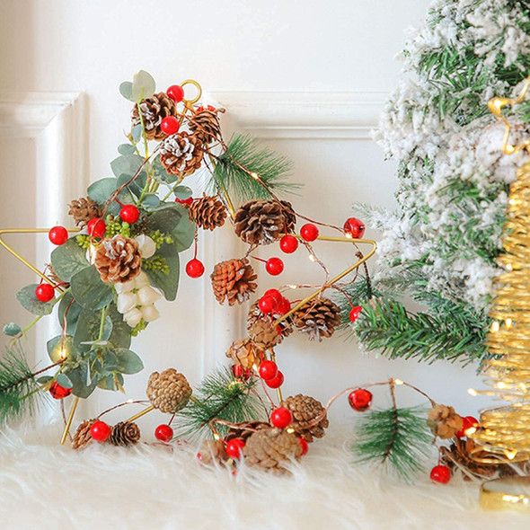 Hongyitime 7.8 FT PineCones String Lights, christmas pine cone light string, 20 LED Red Berry Pine Cone Garland Lights, led Garland String Lights, Christmas Decorations for Home, Garland for Fireplace