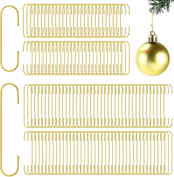 2 Sizes Christmas Ornament Hooks Christmas Tree Decorating Hangers Ornament Hangers Metal Wire Ornament Hooks for Christmas Tree Baubles Wreath Garland Banner Vine Decorations (Gold,400 Pieces)