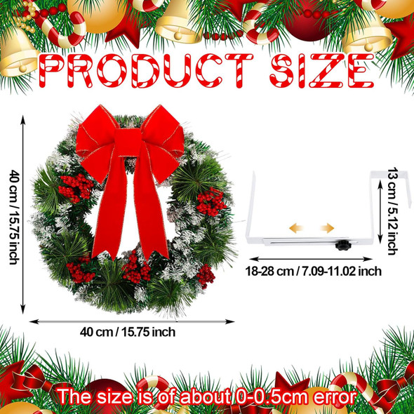 Hotop 2 Pcs Christmas Headstone Wreath Hanger Set for Cemetery Christmas Memorial Wreath for Grave Red Bowknot Natural Pine Cones Red Berries Wreath for Grave Marker Gravestone Decorations