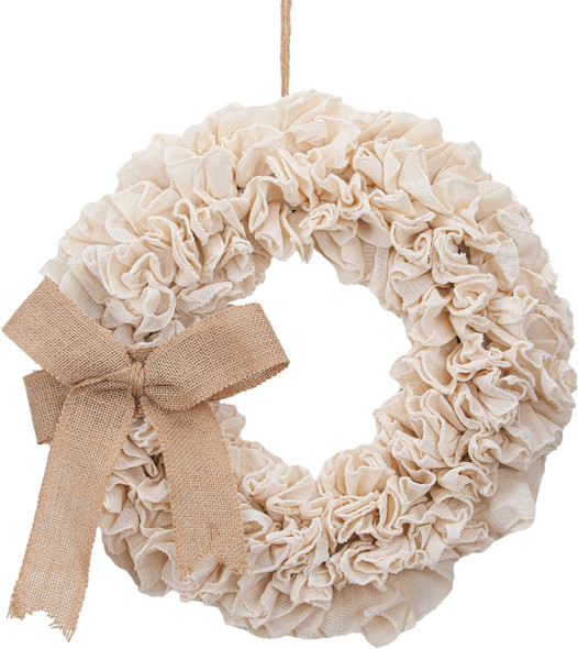 Hotop 15.7 Inch Burlap Wreath Farmhouse Wreath Burlap Door Wreath with Bow Big Bow Wreath Fabric ​Rustic Front Door Wreath for Christmas Front Door Indoor Outdoor Farmhouse Home Wall Decor(Farmhouse)