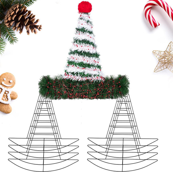 Hat Shaped Metal Wreath Form for Christmas Elf Hat Wreath Frame Pirate Ship Witch Hat Metal Frame for Xmas DIY Crafts Holiday Year Wall Door Decors(8 Pieces,12.6 x 13.4 Inch)