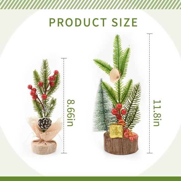 HUIANER Mini Christmas Tree Tabletop Tree with Pine Cone Berry Christmas Decor with Wood Base Ornaments for Xmas Holiday Decorations Table Desk