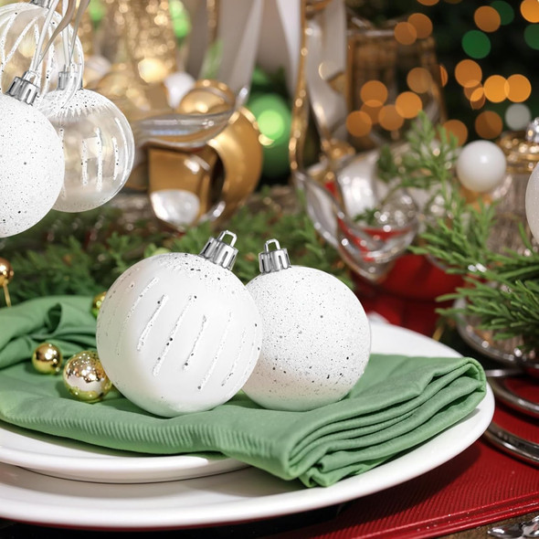 I00000 30Pcs Christmas Tree Ornaments, White Christmas Balls Decorations, Shatterproof Christmas Ornaments,2.36 Inches Christmas Decorations Hanging Ornaments for Christmas, Wreath & Party Decorations