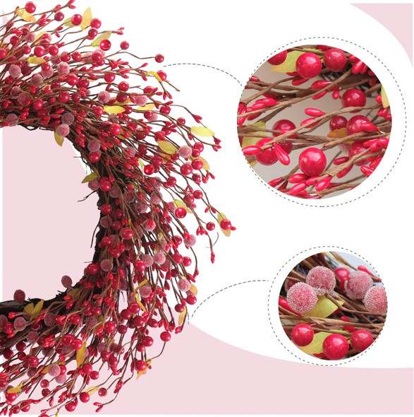 Idyllic 18 Inch Christmas Sugared Berry Wreath for Front Door, Winter Red Berry Wreath for Christmas, Farmhouse Juicy Christmas Wreath Wall Window Home Decor Wreath