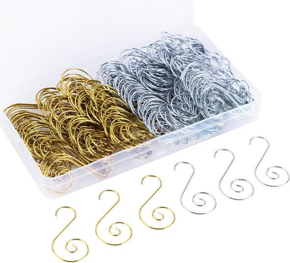 ilauke Christmas Ornament Hanger Hooks 240pcs Silver & Gold Swirl Decorative Ornament Hooks Hang Holiday Decorations Hanger from Trees, Garlands and Wreaths