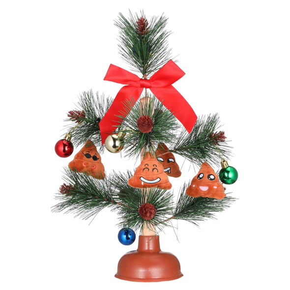 Jenaai 15.7 Inch Christmas Tree Plunger with 4 Pcs Poop Ornaments White Elephant Dirty Santa Humor Christmas Gag s Funny Xmas Prank Holiday Ornament for Exchange