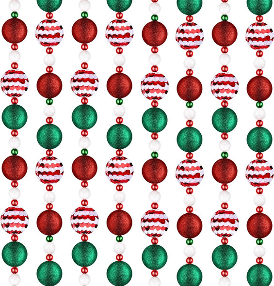 16 Ft Christmas Tree Garland Christmas Ball Garland Red White Beaded Garland Colorful Garland for Christmas Tree Hanging Christmas Ornament Garland Retro Christmas Decorations for Xmas Party (Sequin)