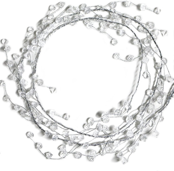 Jishi Christmas Garland 20 FT Crystal Diamond Ice Wire Clear Bead Garland for Christmas Tree Decorations Indoor Winter Wonderland Home Decor for Living Room Bedroom Fireplace Mantle Mantel, Wreath DIY