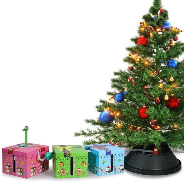 Automatic Christmas Tree Watering System - Christmas Decorations Automatic Christmas Tree Waterer Looks Like a Present Box - Santa’s Tree Helper Keeps Your Live Tree Healthy and Green (3BOX - P-B-G)
