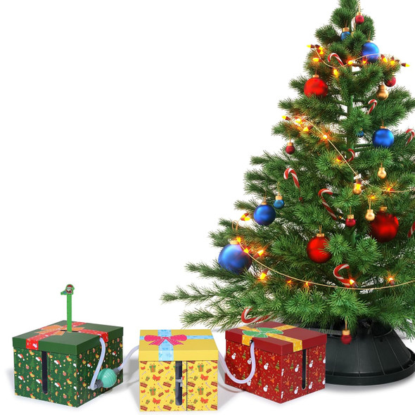 Automatic Christmas Tree Watering System - Automatic Christmas Tree Waterer Looks Like a Present Box - Santa’s Tree Helper Keeps Your Live Tree Healthy and Green Christmas Decorations (G-Y-R-3Box)