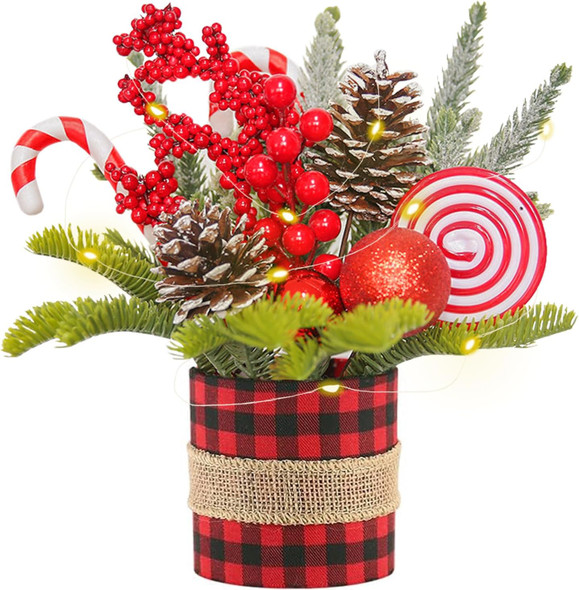 Mini Christmas Tree, Small Tabletop Christmas Tree Tiny Artificial Xmas Tree Little Potted for Christmas Holiday Desk Table Décor Winter Indoor Outdoor Decoration(Red)