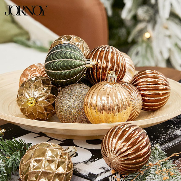Earth Tone 60mm/2.36 Inches Christmas Balls Ornaments Bulk with Lanyard - 16 Packs Shatterproof Hanging Ball Baubles Set for Xmas Tree Decorations, Wreaths Garlands Season Holiday Decor