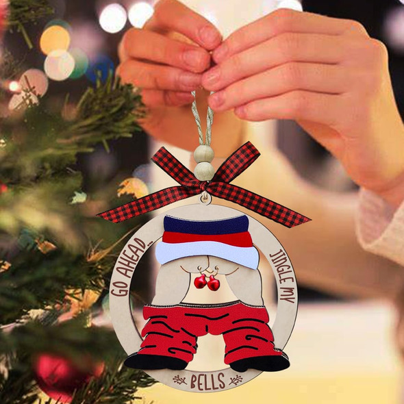 Funny Christmas Ornaments , Exchange Funny Ornaments for Adults, Naughty Ugly Christmas Tree Ornaments Wooden, Inappropriate Dirty Santa Ornament - Unique Christmas Ornaments