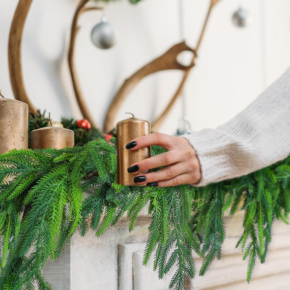 Christmas Real Touch Norfolk Pine Garland Artificial Pine Greenery Garlands Faux Christmas Norfolk Pine Garland for Christmas Holiday Seasonal Indoor Home Decor Mantle (1 Pc,60 Inches)