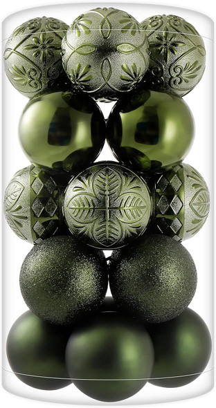 20ct Dark Green Christmas Ball Ornaments Shatterproof Plastic Christmas Tree Decorations for Xmas Party Home Office Holiday Decor -Large Size (3.15", 80mm)