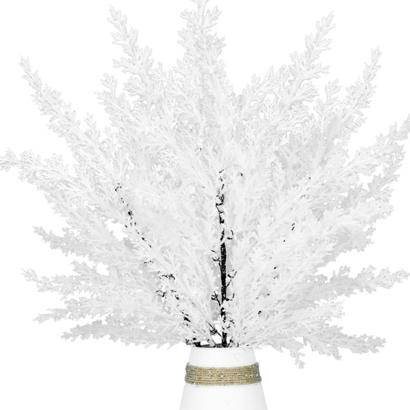 Snowy Artificial Pine Branches Set of 3 Snow Frosted Faux Cedar Stems White Winter Twigs Christmas Picks Greenery Sprays for Xmas Tree Topper Filler DIY Garland Home Vase Table Decoration 17 Inch (3)